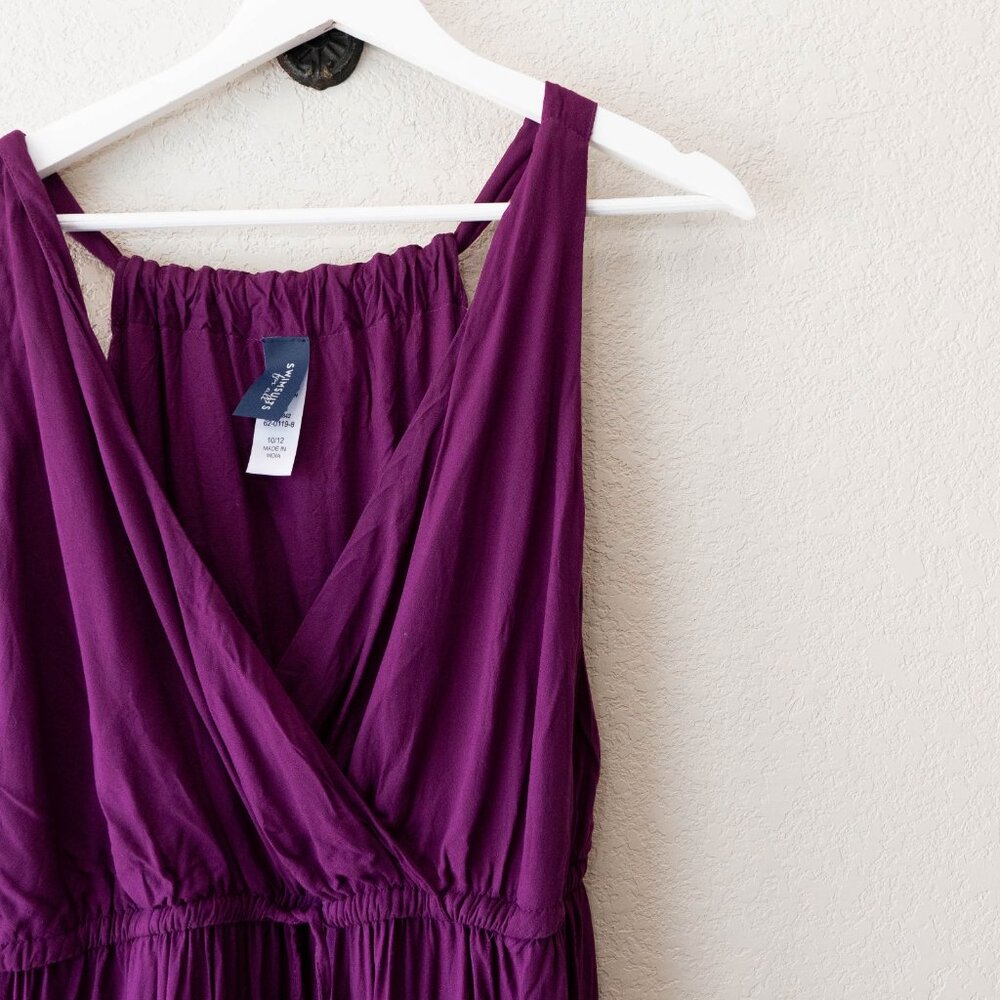 Swimsuits For All Purple Rayon Dress Womens 10/12 Sleeveless V Neck Cover Up - Picture 5 of 14